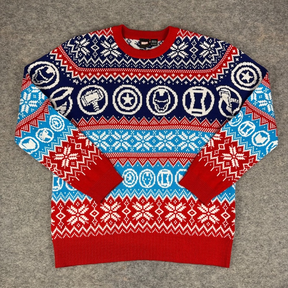 Marvel Avengers Ugly Christmas Sweater Acrylic Mens XL